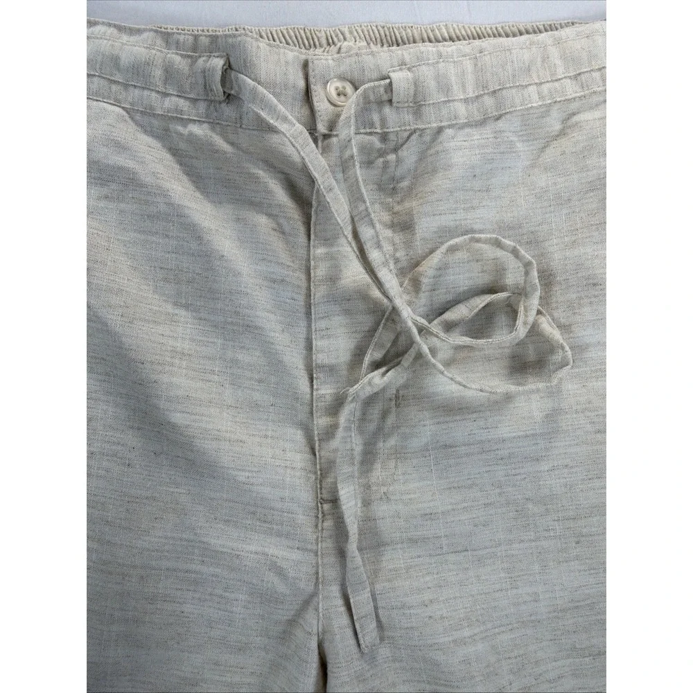 John Blair Drawstring Pants Men's L Beige Pull On Elastic Waist Casual Relaxed